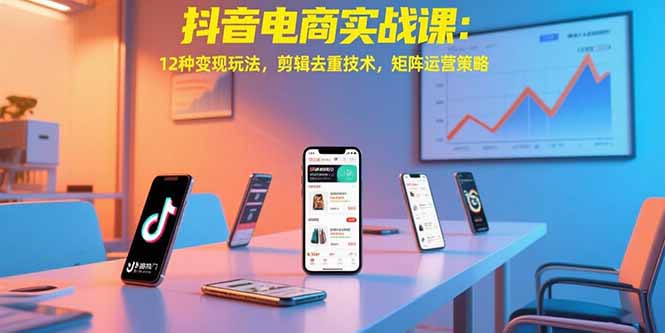 抖音电商实战课：12种变现玩法，剪辑去重技术，矩阵运营策略-聚林创库