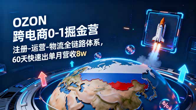 OZON跨境电商0-1掘金营：注册-运营-物流全链路体系，60天快速出单月营收8w-聚林创库