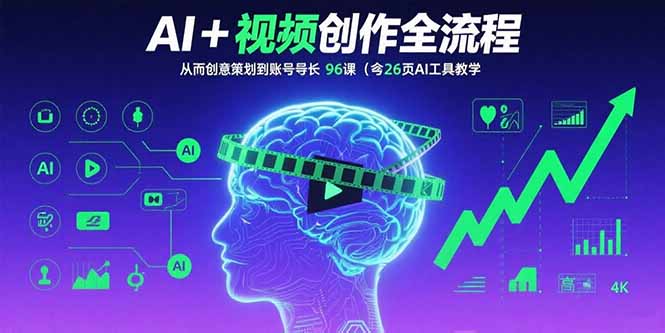 AI+短视频创作全流程：从创意策划到账号增长，96节课(含26项AI工具教学-聚林创库