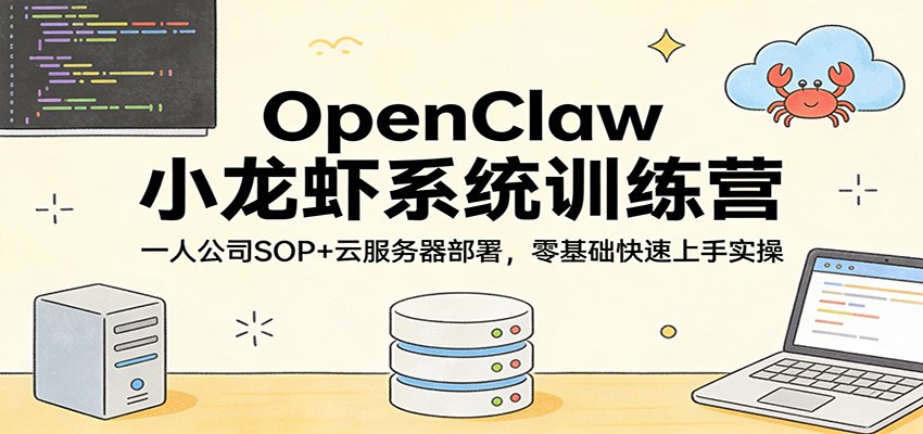 OpenClaw小龙虾系统训练营：一人公司SOP，云服务器部署，零基础快速上手实操-聚林创库