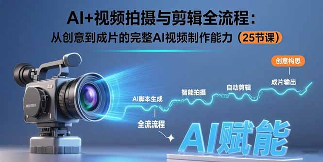 AI+视频拍摄与剪辑全流程:从创意到成片的完整AI视频制作能力(25节课-聚林创库