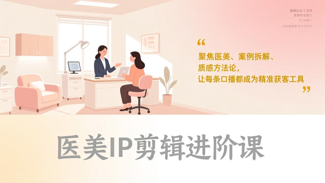 医美IP剪辑进阶课，聚焦医美、案例拆解、质感方法论，让每条口播都成为精准获客工具-聚林创库
